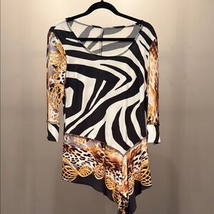 Frank Lyman Design Zebra and Leopard Print Top